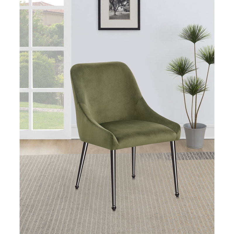 Chaise de salle à manger rembourrée Dineshia, Vert, Noir