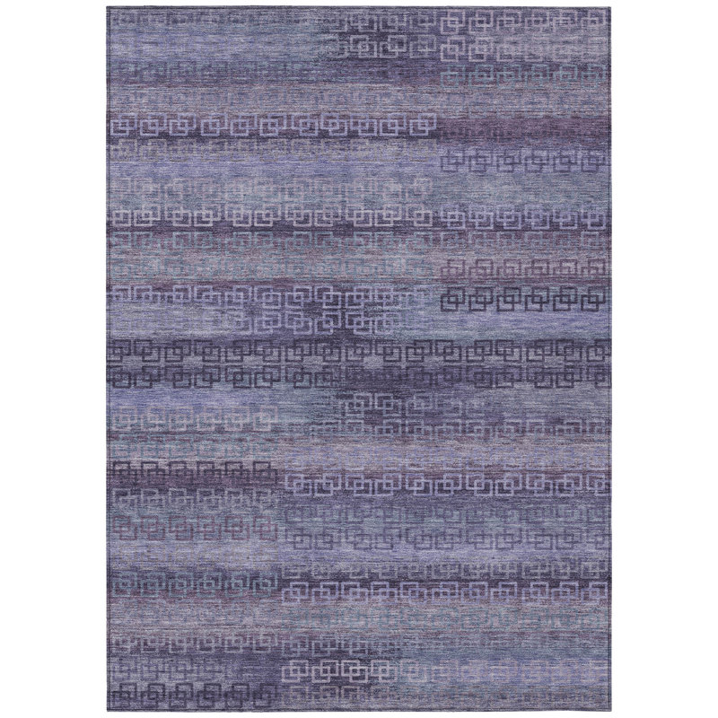 Machine Washable Indoor/Outdoor Xhevrie Plum Rug, Rectangle 3' x 5'