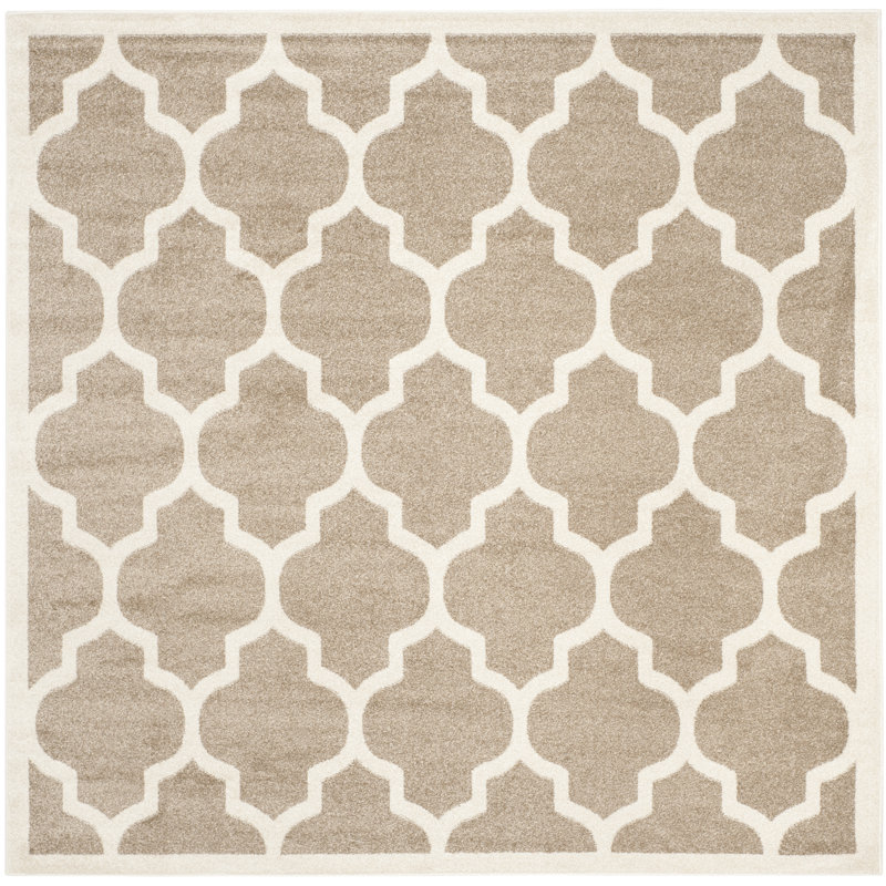 Daneya Geometric Wheat/Beige Area Rug, Square 7'