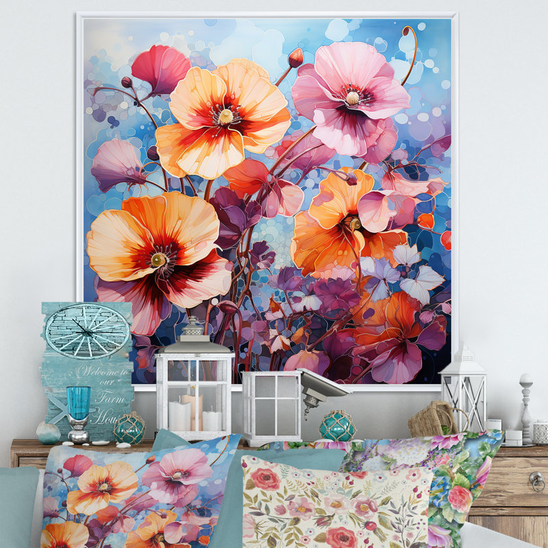 " Vibrant Pansy Medley I ", Gold Picture Framed, 16" H x 16" W
