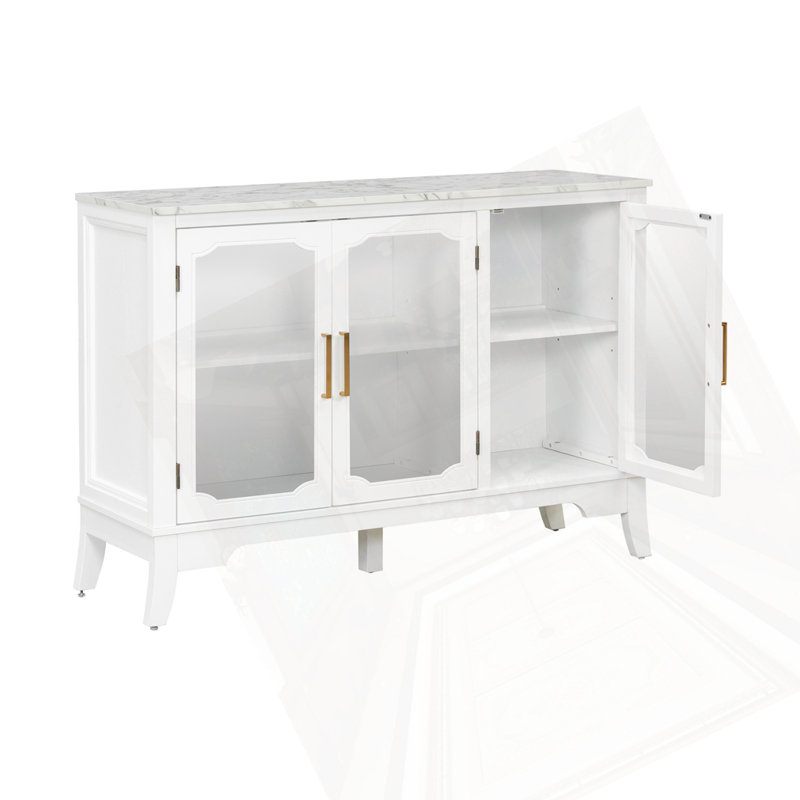 3 Doors Storage Cabinet, White