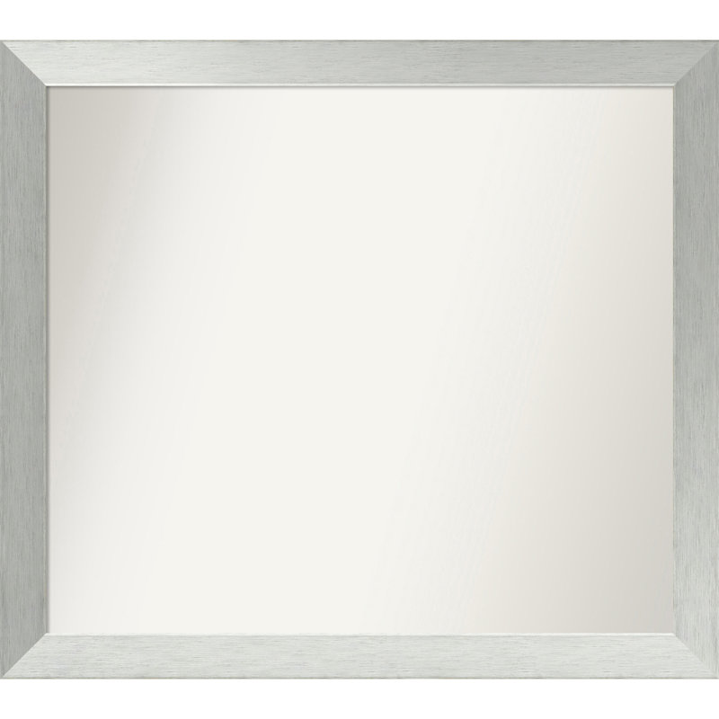 Miroir de salle de bain mural en argent brossé sans cadre, Rectangle, 32 po x 36 po