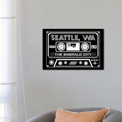 Seattle Cassette - Dark Background by Benton Park Prints - Wrapped Canvas Gallery-Wrapped Canvas Giclée