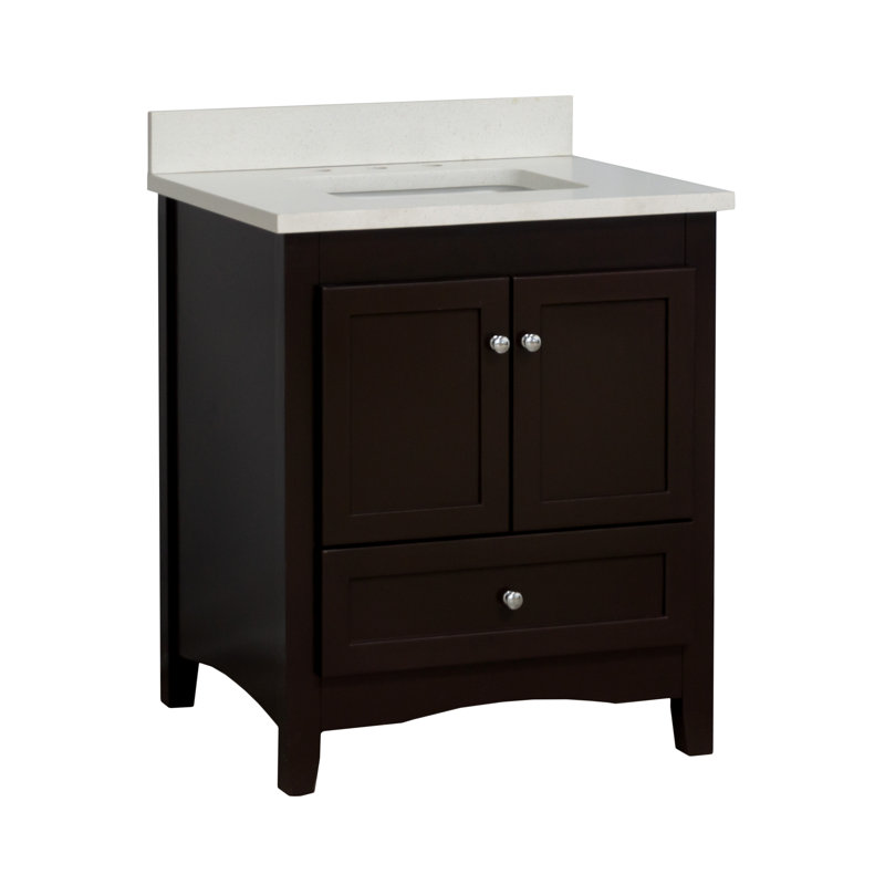Ensemble de meuble-lavabo simple 30 po Edber, Chocolat, Quartz
