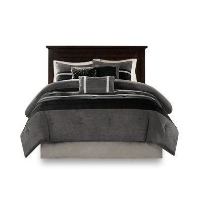 Édredon très grand - très grand suède noir 7 pièces avec taie décorative confortable