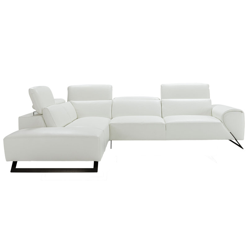 Vesuvio Leather Sectional In Dark Gray, Left Hand Facing