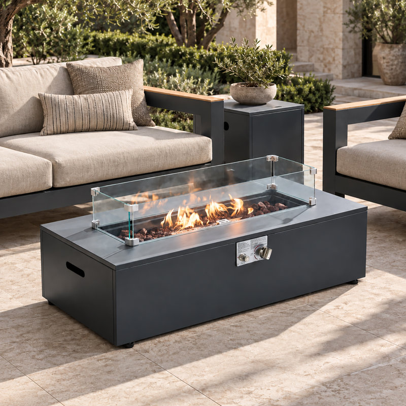 11.81'' H X 42.12'' W Propane Fire Pit Table