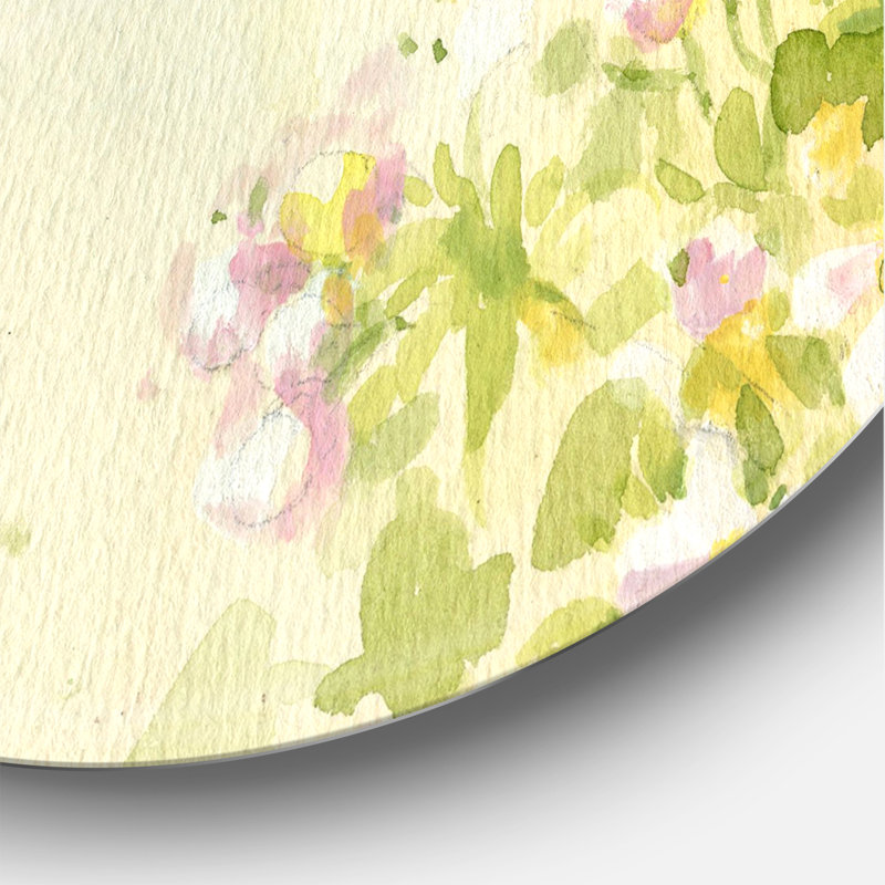 Oiseaux sur un pommier en fleurs - Cercle en métal traditionnel, H 29 po x l 29 po x P 1 po