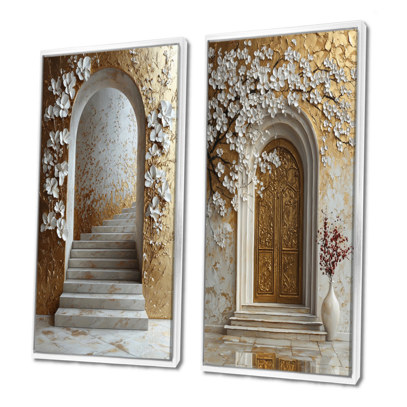 Ensemble de 2 pièces d'art mural d'Istamboul I Sultans Palace I, H 40 po x l 40 po, Cadre flottant blanc