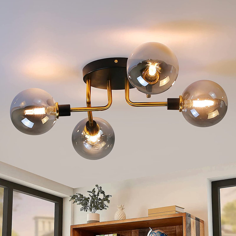 Felecia Semi Flush Mount, Smoke Grey