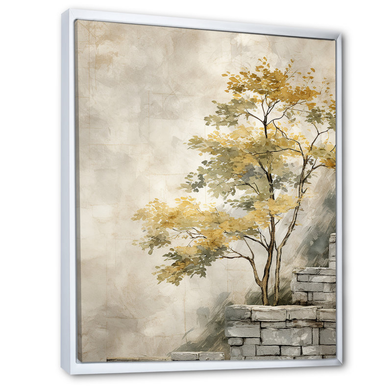 Rustic Sycamore Tree Charm - Art mural sycomore, Cadre flottant blanc, H 20 po x l 12 po x P 1 po