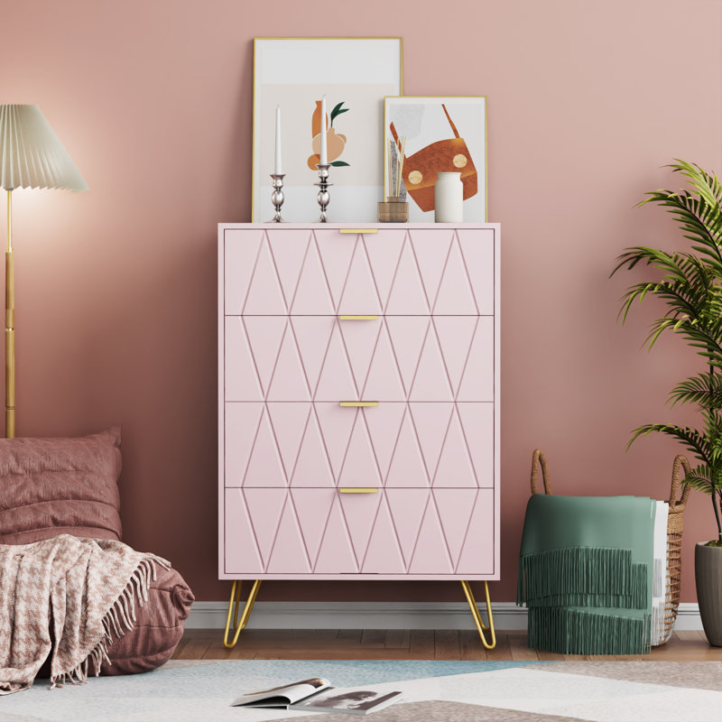 Marable 4 Drawer 23.6" W Chest, Pink