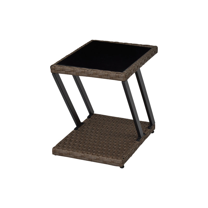 Z-Shaped Weather Resistant Wicker Patio Side Table