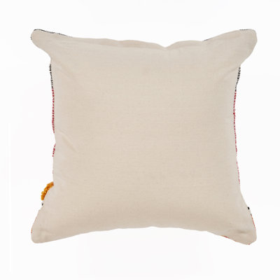 Marrice Handmade Red/Orange Striped 100% Cotton Textured Throw Pillow Cover