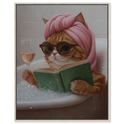 «Bubbles and Cat», reproduction d'art sur toile par Art Remedy