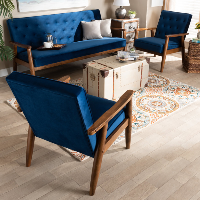 Fauteuil Vanhook, 100 % polyester bleu marine