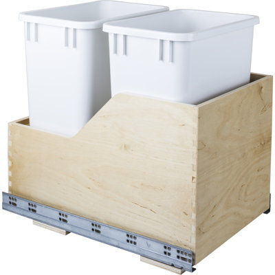 Solid Wood Open Pull Out Trash Can - 8.75 Gallons
