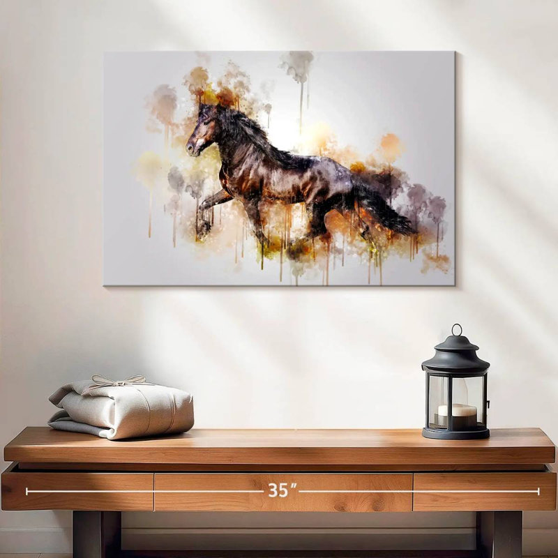 Black Horse Running, 16" H x 24" W