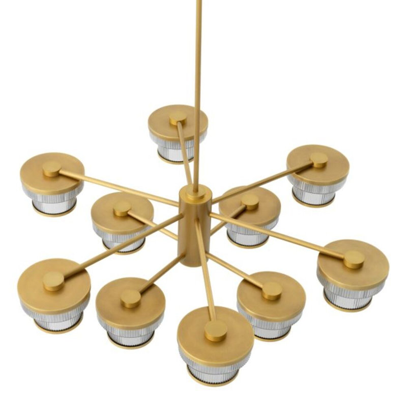 CDJ Chandelier Andromeda smoke glass, Antique Brass