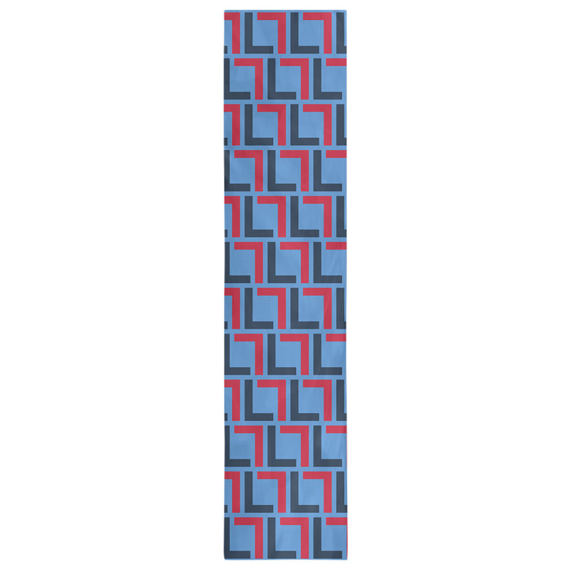 Chemin de table Tiptonville, 90 po x 16 po, Marine / Rouge / Bleu, Coton