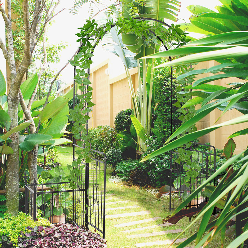 200cm W x 50cm D Steel Arbour in Black