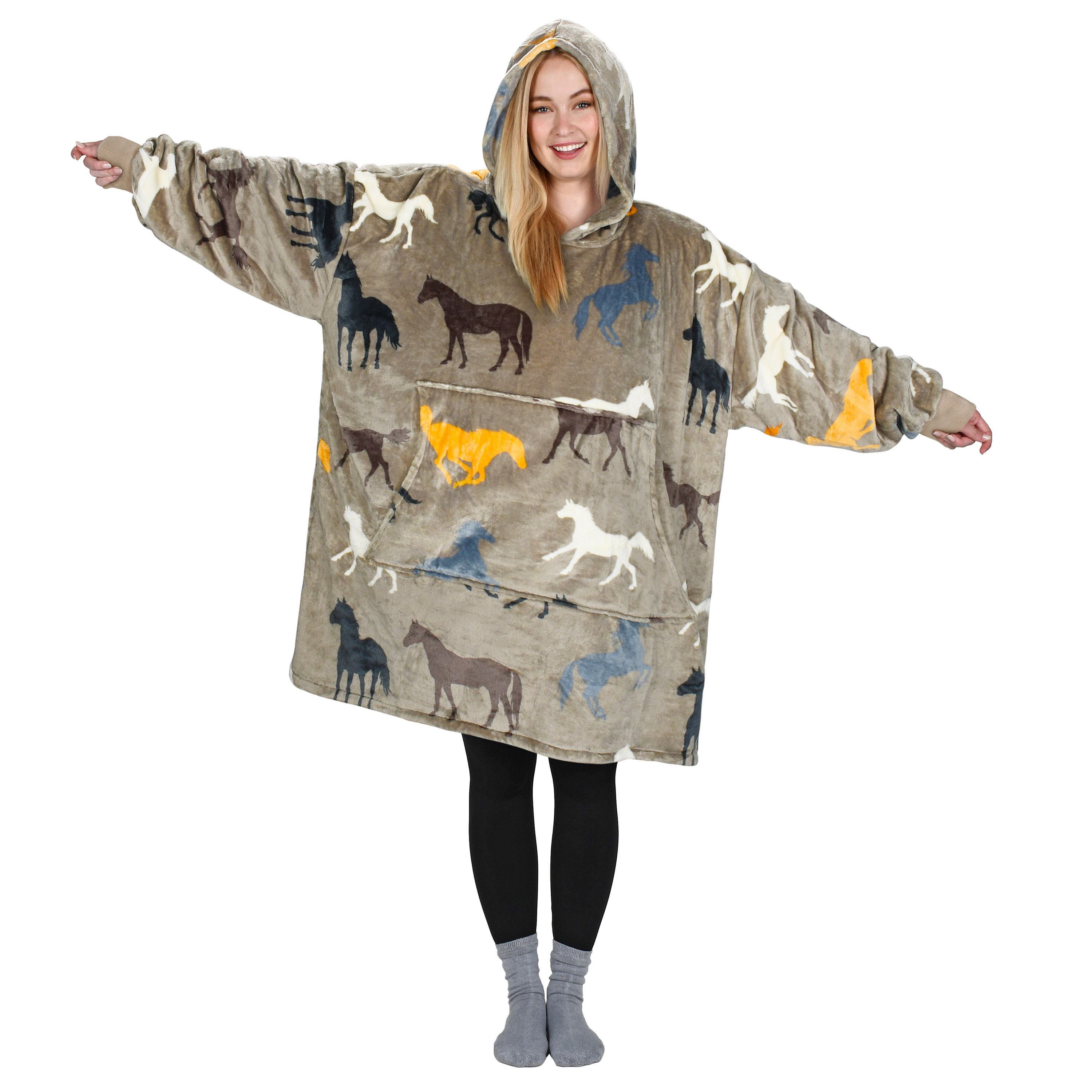 Catalonia Oversized Blanket Hoodie Sweatshirt, Wearable Sherpa Pullover,  Gift for Women Wife