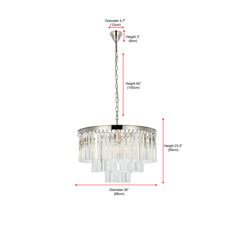 Yazmin 9 - Light Crystal Pendant, Polished Nickel, Crystal (Clear)