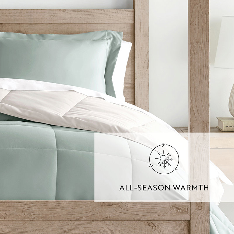 Twin Eucalyptus and Natural Microfiber Reversible Comforter Set