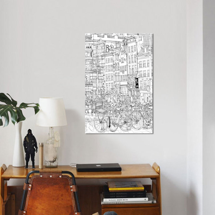 « b&w city scene i », impression sur toile, H 12 po x l 8 po x P 0,75 po, Toile tendue, Pas de tapis