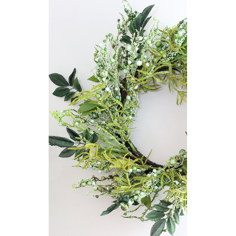 Couronne artificielle à feuilles mélangées vert 12 po
