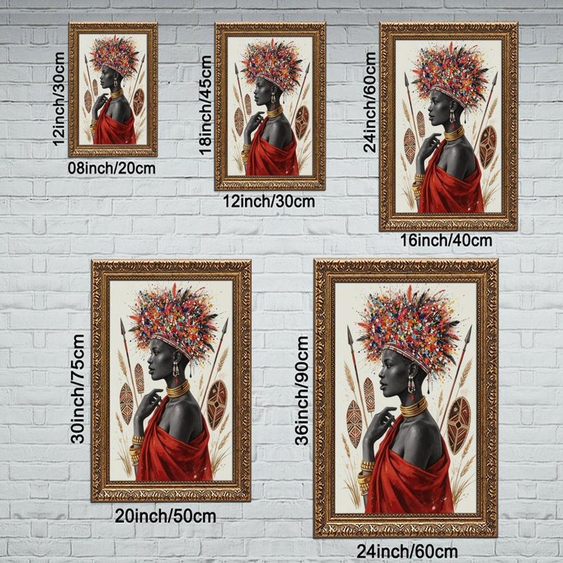 Cadre mural vintage orné de motifs tribaux et de blé – Cadre décoratif doré pour œuvres d'art., L 12 po x l 18 po