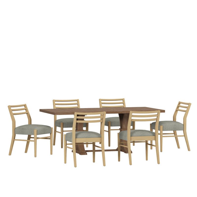 6 - Person Extendable Trestle Dining Set, Brown/Gray