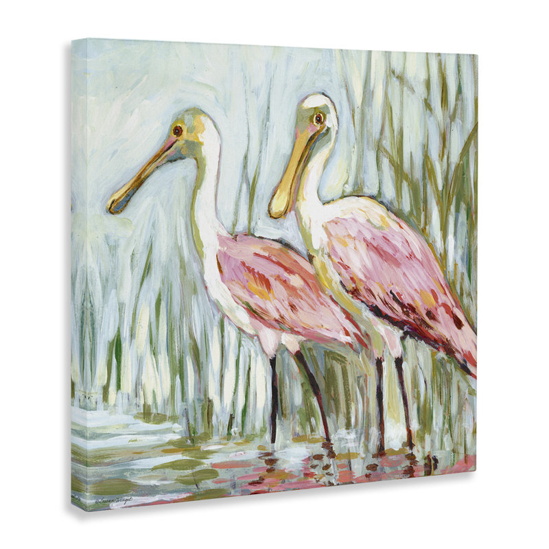 «Spoonbill Birds pair», art mural par Susan Winget, H 24 po x l 24 po