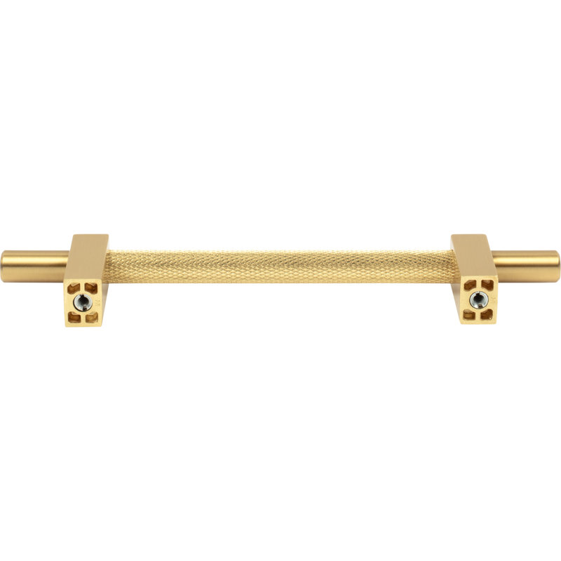 Larkin 3 Knurled Center Bar Pull, 7 9/16", Brushed Gold