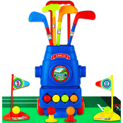 Ensemble de golf pour tout-petits TOYvelT - bâtons de golf pour enfants avec 6 balles, 4 bâtons de golf, 2 trous de pratique et un tapis de mise - Putts favorise le développement physique et mental