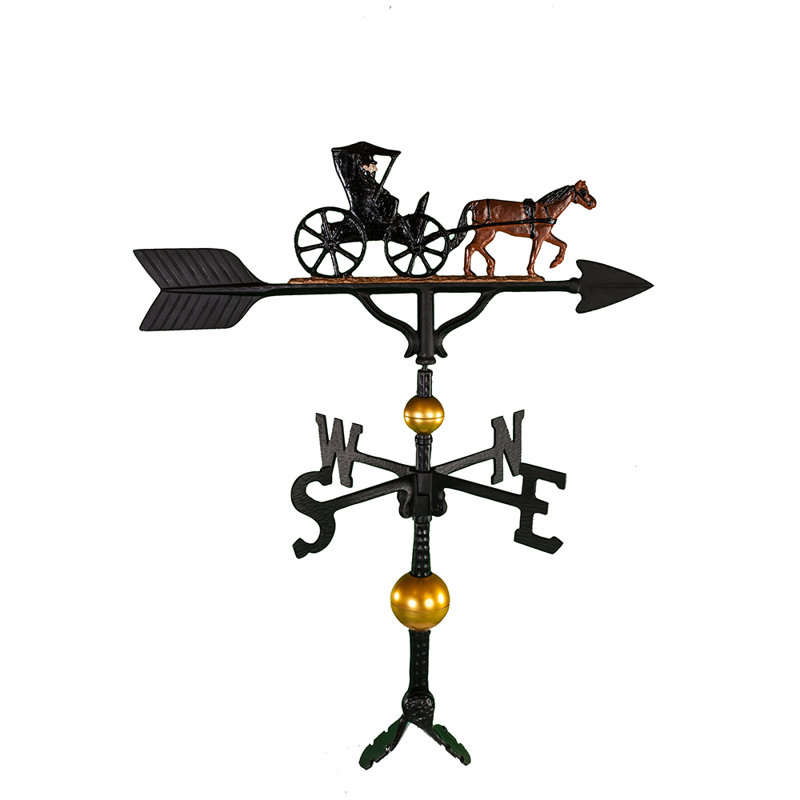 Deluxe 32-Inch Black and Gold Aluminum Weathervane