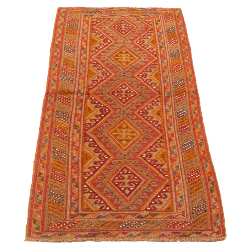 Tapis rouge foncé noué à la main de conception unique 2 pi 5 po x 6 pi 2 po Jnr