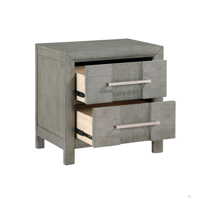 2-Drawer Night Stand, Gray