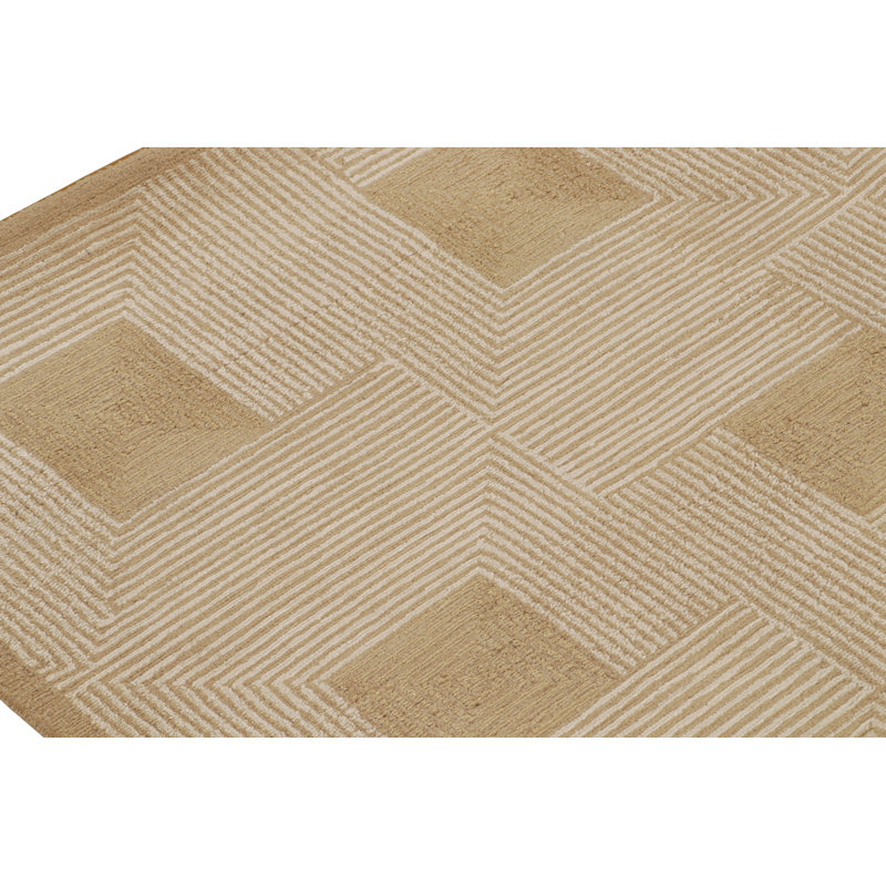 Rug & Kilim’S Cubist Art Deco Style Rug In Beige-Brown Geometric Patterns