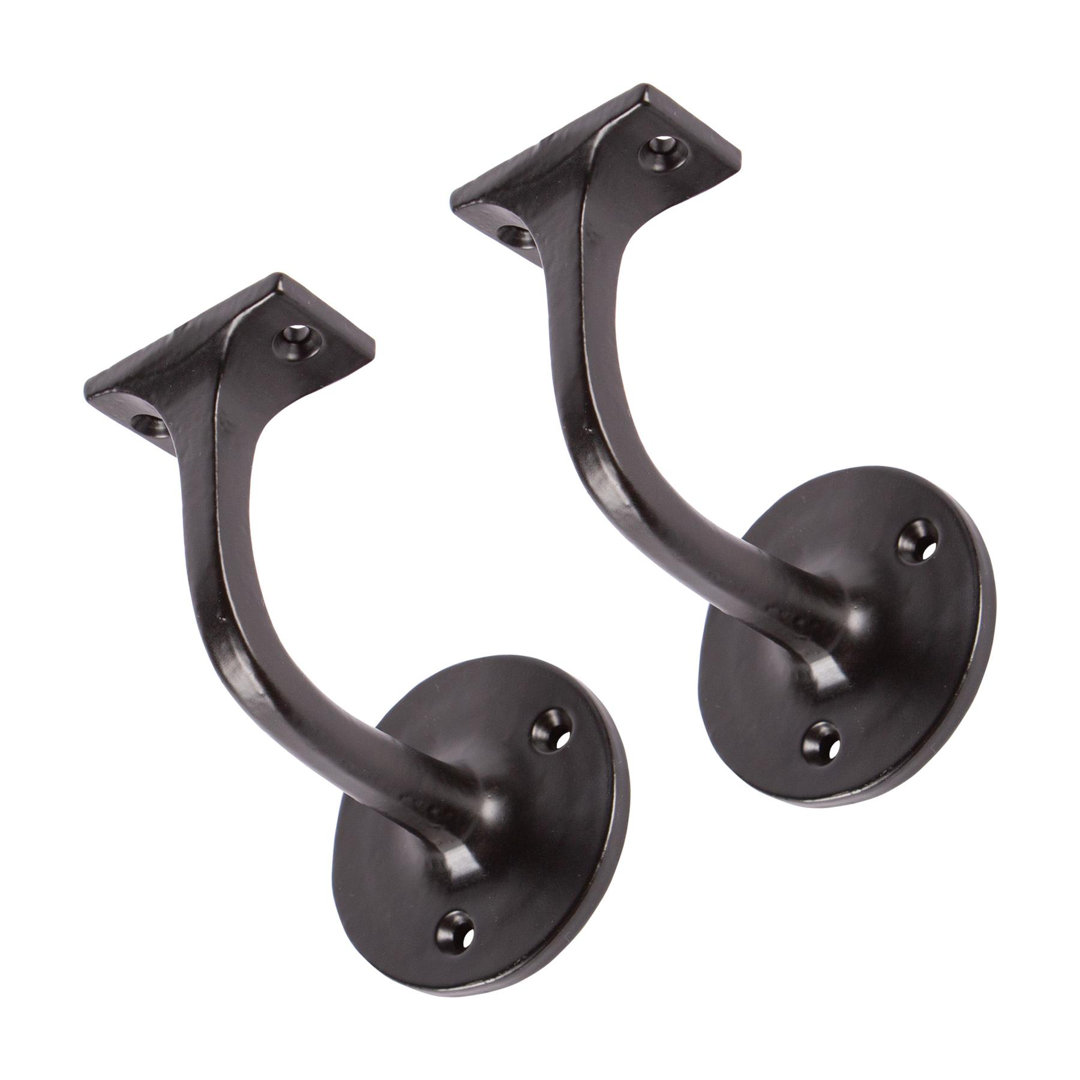 Hammer & Tongs - Wrought Iron Handrail Bracket - D75mm x H85mm - Black