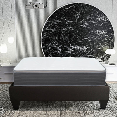 Matelas hybride pleine grandeur 8 po, matelas à ressorts ensachés et mousse viscoélastique imprégnée de gel, technologie de refroidissement