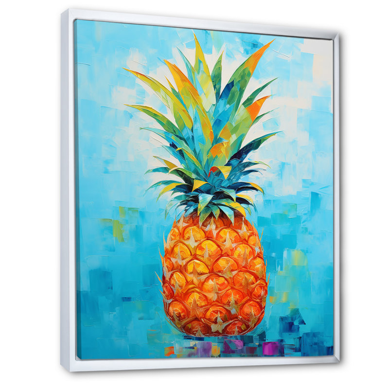 «Exotic Pineapple Oasis IV», reproduction sur toile, Cadre flottant blanc, H 44 po x l 34 po x P 1,5 po