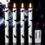 Halloween Flameless Taper Candles - 4 Pack, Remote Timer, 9.65" Flickering LED, Real Wax with Bat Prints, Battery-Operated, Halloween Decor