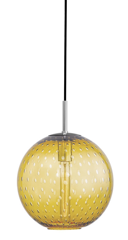 Rousseau 1 Light Pendant, 7.75" H X 6" W X 6" D, Blue, Polished Chrome
