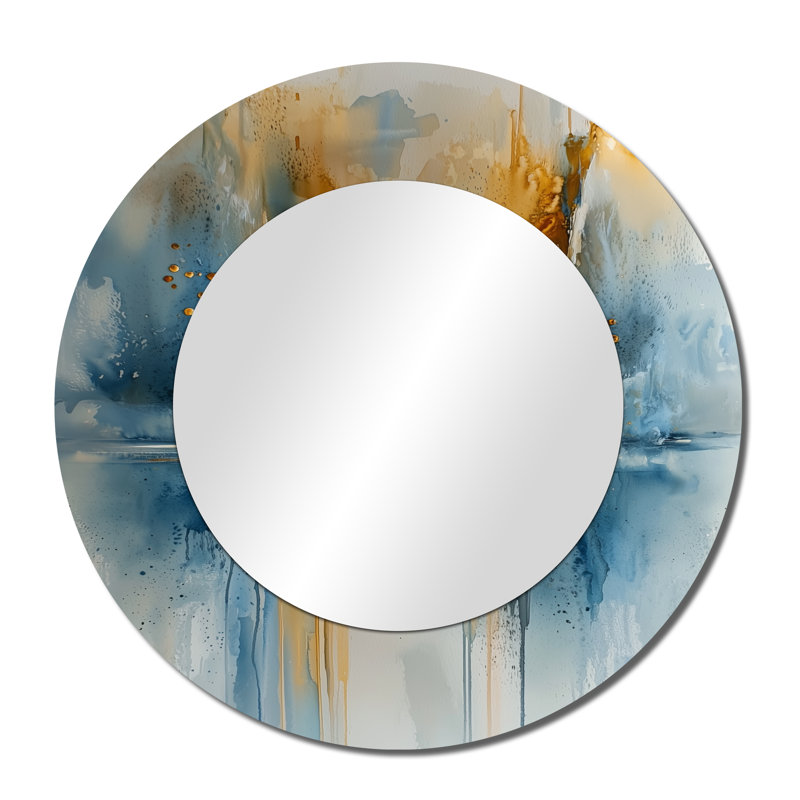 Parallel Coastal Divide Horizon Landscape I - Miroir abstrait pour décoration murale - imprimé sur métal, 36 po x 36 po
