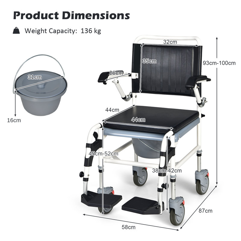 Transport Toilet Shower Commode