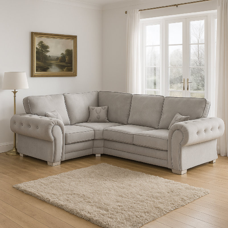Verona 4 Seater High Back Fabric 2C1 Corner Sofa with Left and Right Configuration, Left Hand Facing, Grey