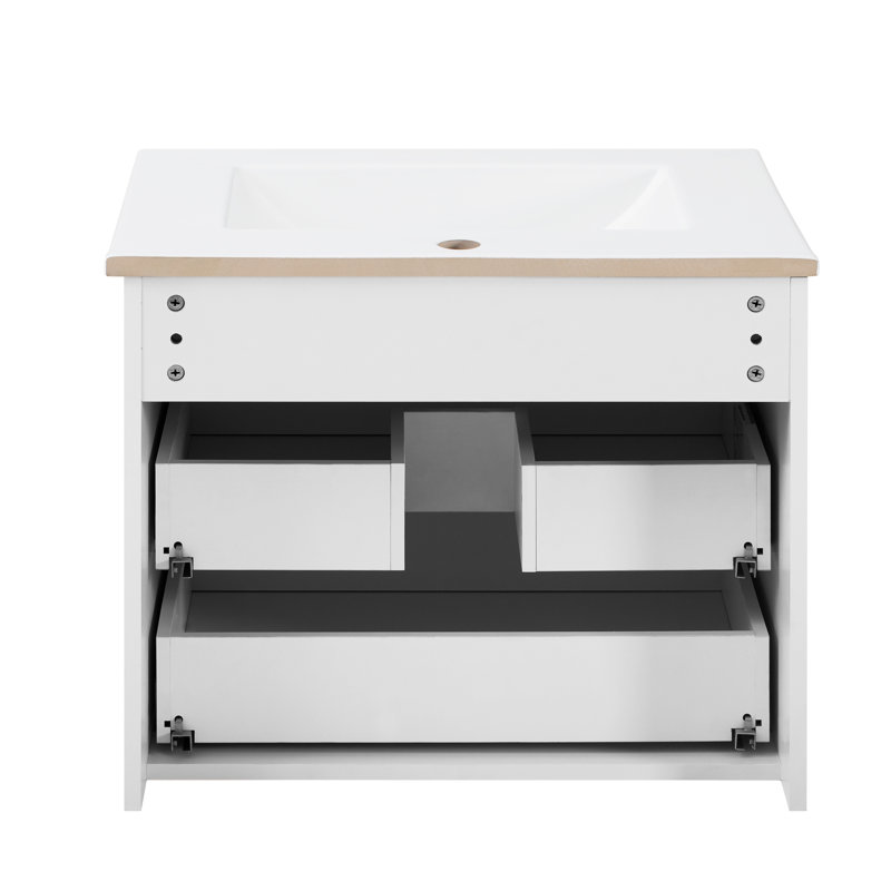 Armoires flottantes murales 24 po avec armoire latérale, Blanc