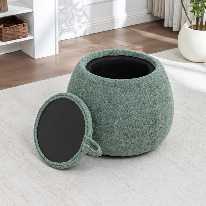 Upholstered Storage Ottoman With Tray, Green