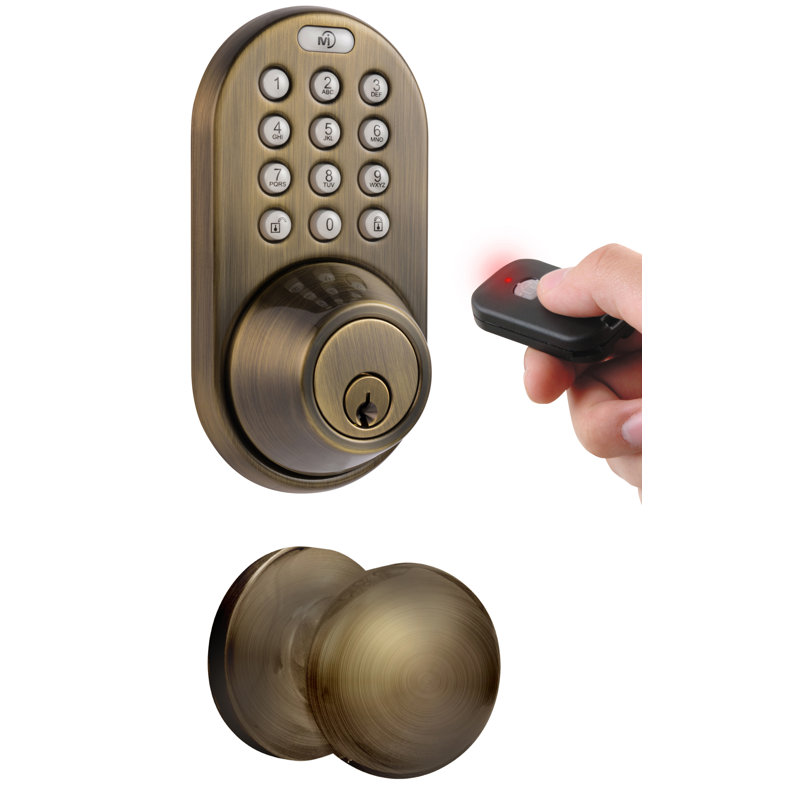 Knobs With Deadbolt Reversible Entry Set, Antique Brass